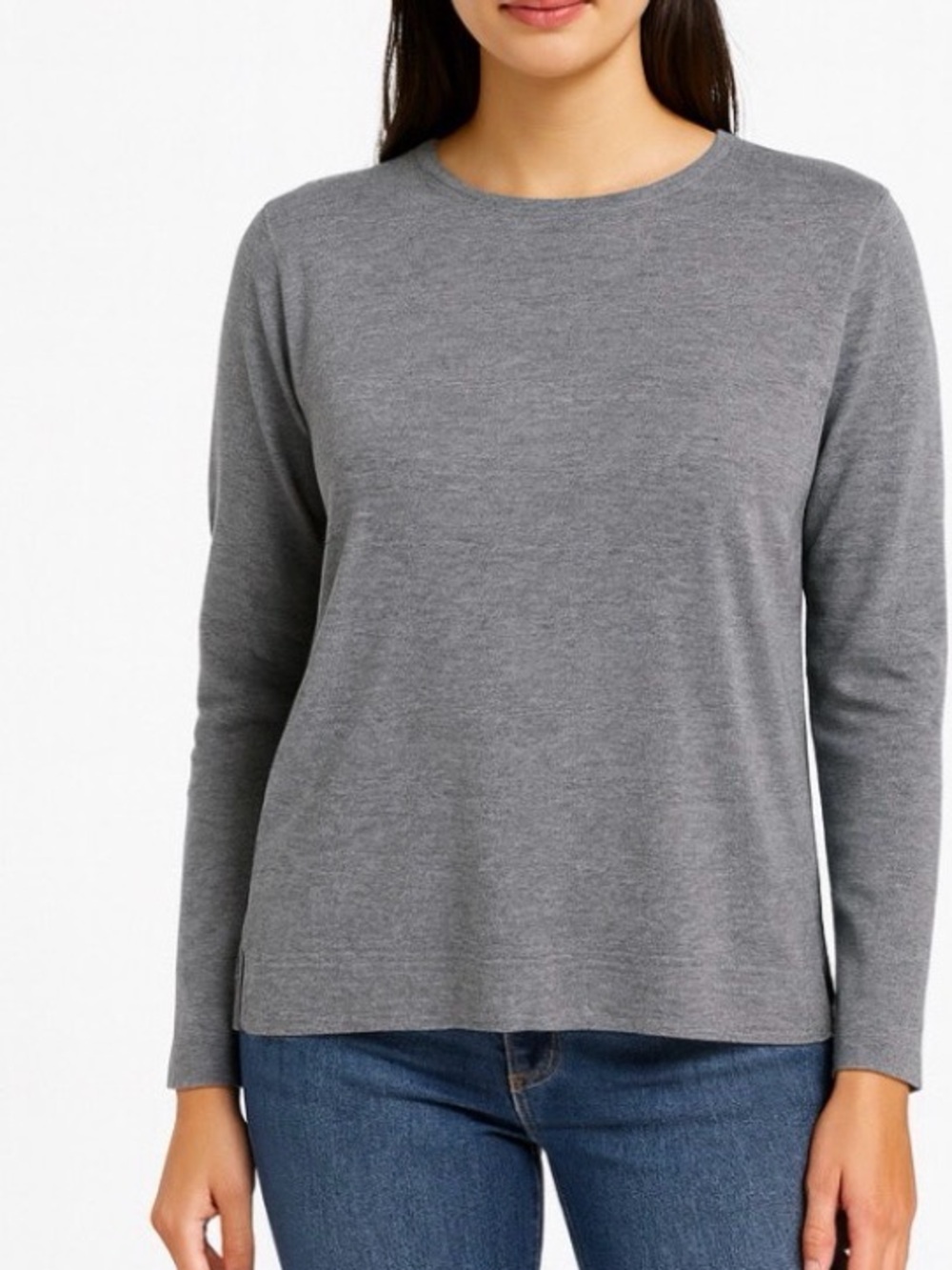 J. Jill lightweight sweater gray crew neck cotton blend SOFT Sz LG 100% cotton